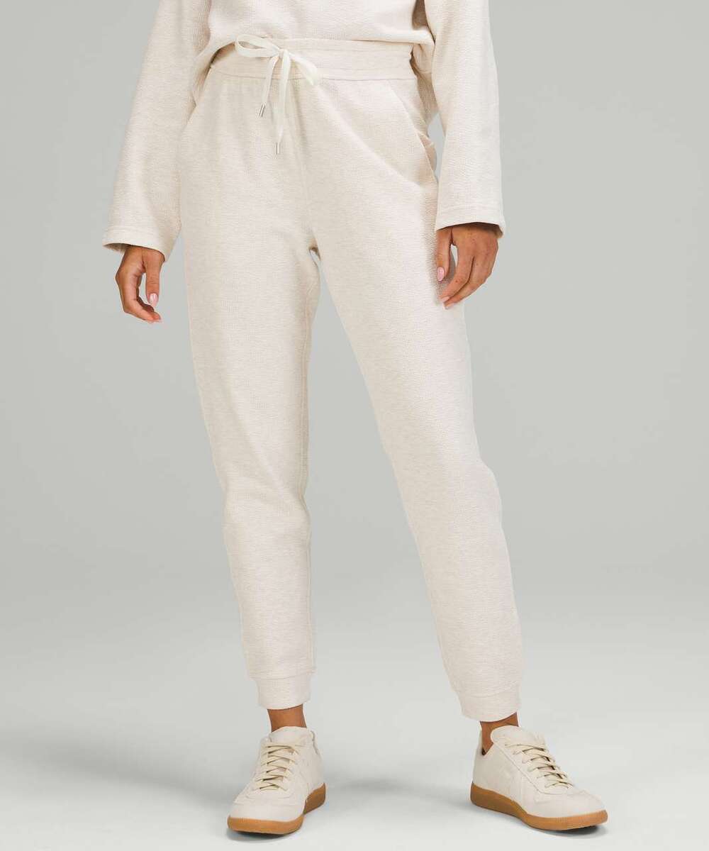 Lululemon Ribbed High-Rise Jogger 25" Ankle Textured Heathered White Opal Size 2